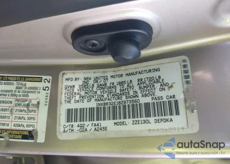 2008 Toyota Corolla Ce/Le/S z USA, uszkodzony, nr VIN 1NXBR32E18Z973560